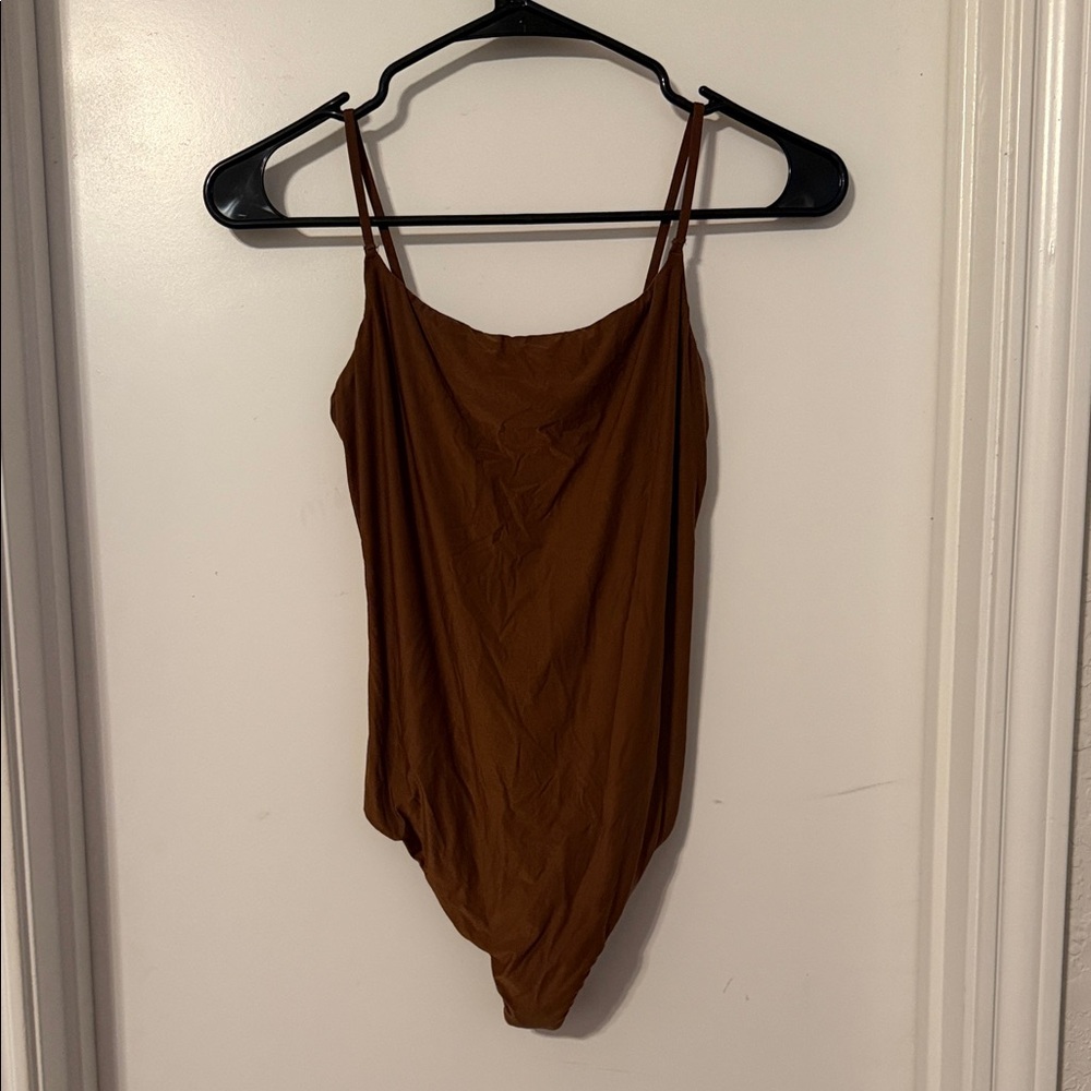aerie Brown Scoop Neck Bodysuit